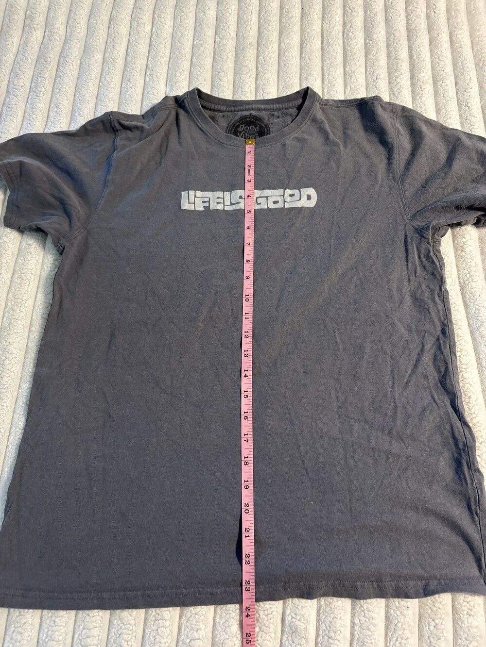 Good vibes by Life is Good T Shirt Men’s Large Dark Grey 100% Cotton Beach - Picture 8 of 9